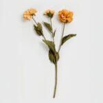 Zinnia Λουλουδι Τεχνητο 52cm Polyester Πορτοκαλι Πρασινο