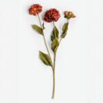 Zinnia Λουλουδι Τεχνητο 52cm Polyester Μπορντω Πορτοκαλι Πρασινο