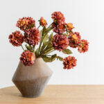 Zinnia Λουλουδι Τεχνητο 52cm Polyester Μπορντω Πορτοκαλι Πρασινο - Image 3