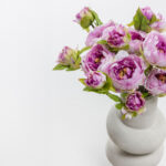 Half Moon Peony Λουλουδι Τεχνητο 43cm Polyester Λιλα Λευκο Πρασινο - Image 2