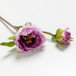 Half Moon Peony Λουλουδι Τεχνητο 43cm Polyester Λιλα Λευκο Πρασινο - Image 3