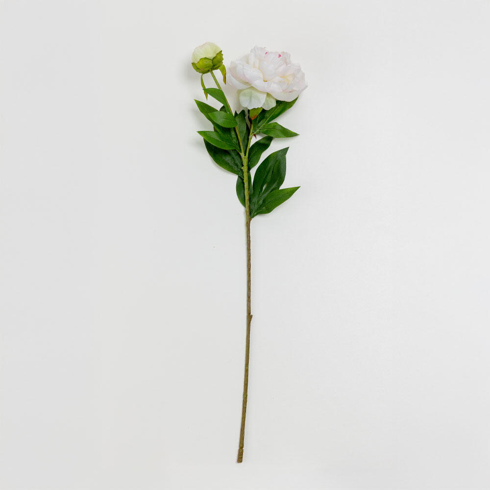 030905-2U3jn-first-_1 Peony Λουλουδι Τεχνητο 67cm Polyester Λευκο Ροζ Πρασινο - Image 1