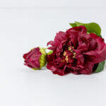 Peony Λουλουδι Τεχνητο 67cm Polyester Μπορντω Πρασινο - Image 3