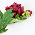 Peony Λουλουδι Τεχνητο 67cm Polyester Μπορντω Πρασινο - Image 4