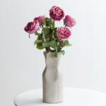 Cabbage Rose Λουλουδι Τεχνητο 66cm Polyester Ροζ Φουξια Πρασινο - Image 2