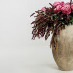 Cabbage Rose Λουλουδι Τεχνητο 66cm Polyester Ροζ Φουξια Πρασινο - Image 4