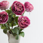 Cabbage Rose Λουλουδι Τεχνητο 66cm Polyester Ροζ Φουξια Πρασινο - Image 5