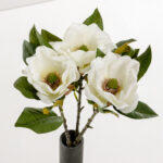 Magnolia Λουλουδι Τεχνητο 71cm Polyester Μπεζ Πρασινο - Image 3