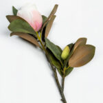 Magnolia Λουλουδι Τεχνητο 73cm Polyester Ροζ Λευκο Πρασινο - Image 4