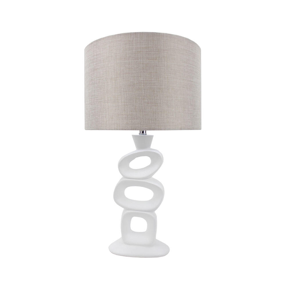 031372-ZuAPZ-first-_1 Kolten Φωτιστικο Επιτραπεζιο 53cm Polyresin Λευκο Λινο Μπεζ - Image 1