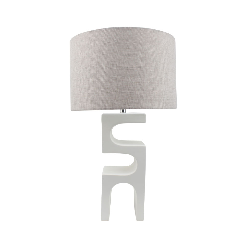 031374-c44gH-first-_1 Jed Φωτιστικο Επιτραπεζιο 58cm Polyresin Λευκο Λινο Γκρι - Image 1