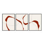 Renewal Πινακας Set 3τμχ 80x180x4cm Καμβας Λευκο Μπορντω MDF Μαυρο