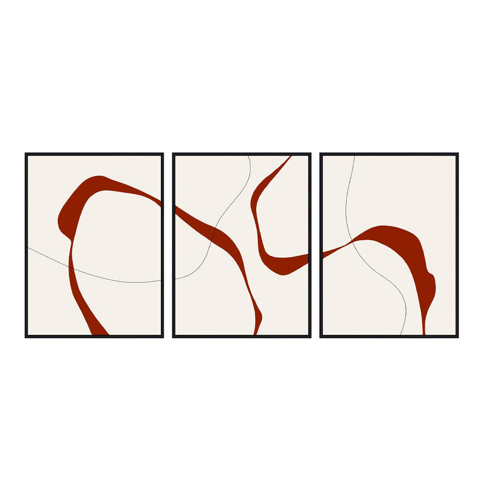031438-Y8VBT-first-_1 Renewal Πινακας Set 3τμχ 80x180x4cm Καμβας Λευκο Μπορντω MDF Μαυρο - Image 1