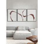 Renewal Πινακας Set 3τμχ 80x180x4cm Καμβας Λευκο Μπορντω MDF Μαυρο - Image 2