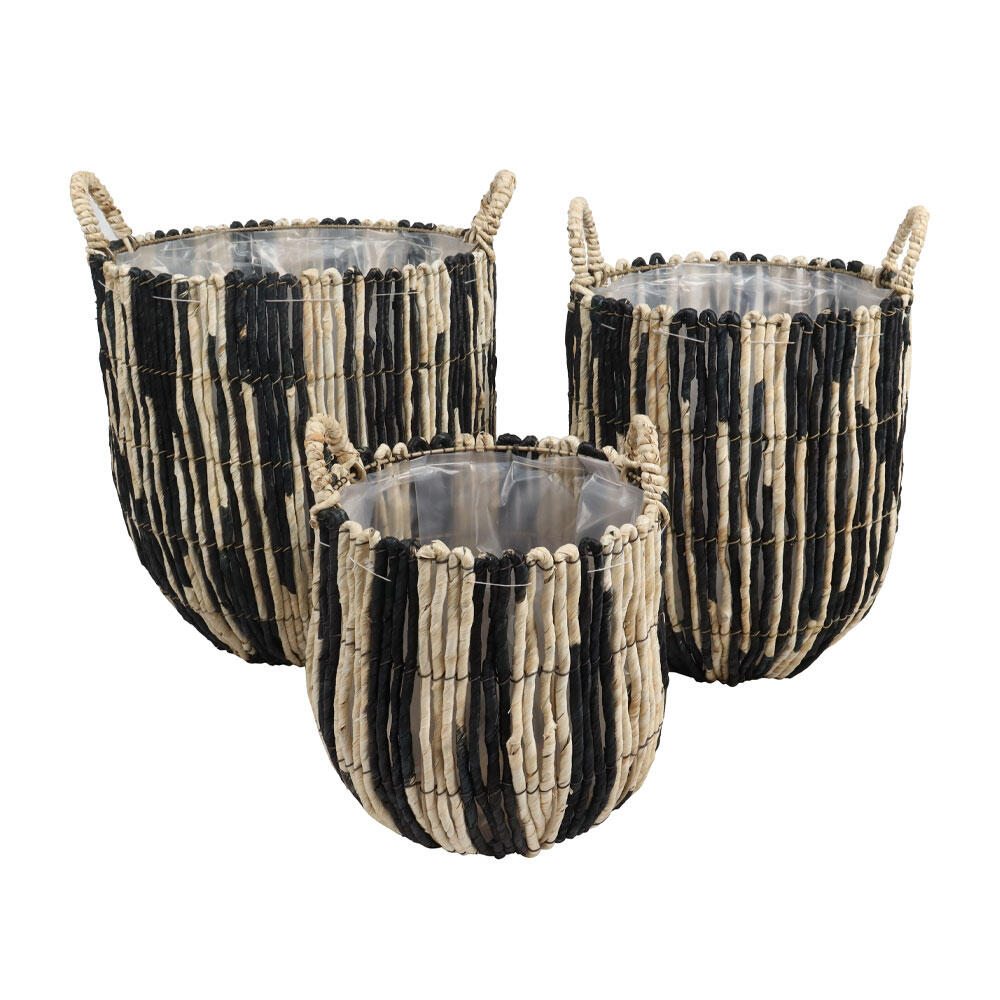 031536-Du9Qa-first-_1 Theros Καλαθι Set 3τμχ 38x38x40cm Φυλλα Καλαμποκιου Φυσικο Μαυρο - Image 1