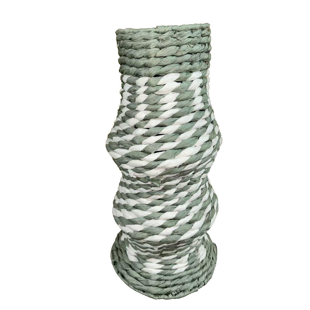 031557-02KTy-first-_1 Kea Βαζο Με Καπακι 12x12x35cm Paper Rope Φυσικο Λευκο Μεντα - Image 1