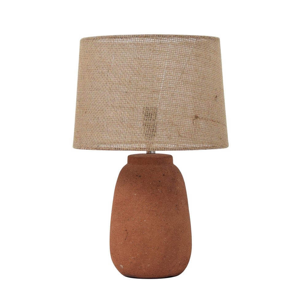 031596-YB5Bu-first-_1 Sierra Φωτιστικο Επιτραπεζιο 28x28x44cm Stoneware Terracotta Λινο Μπεζ - Image 1