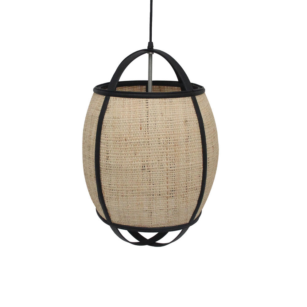 032062-l1Z7E-first-_1 Nubia Φωτιστικο Οροφης 33x33x47cm Σχοινι Φυσικο Μαυρο Bamboo - Image 1