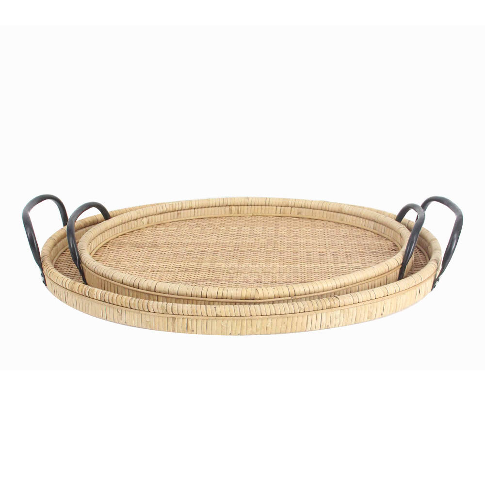 032079-rkGob-first-_1 Kamira Δισκος 62x39x10cm Rattan Φυσικο Μαυρο Plywood - Image 1
