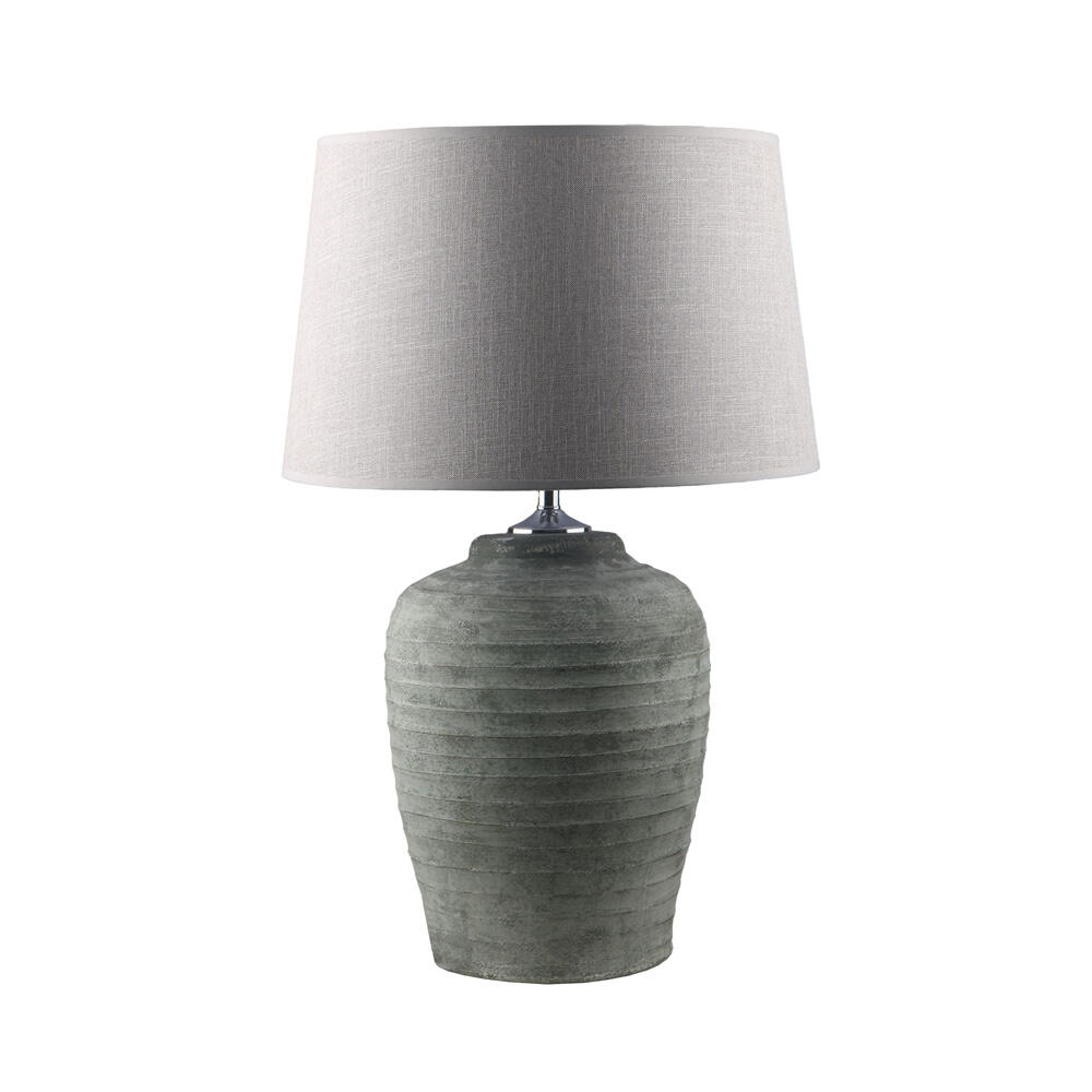 032188-RL2PU-first-_1 Lindos Φωτιστικο Επιτραπεζιο 30x30x72cm Κεραμικο Χακι Γκρι Λινο Μπεζ - Image 1