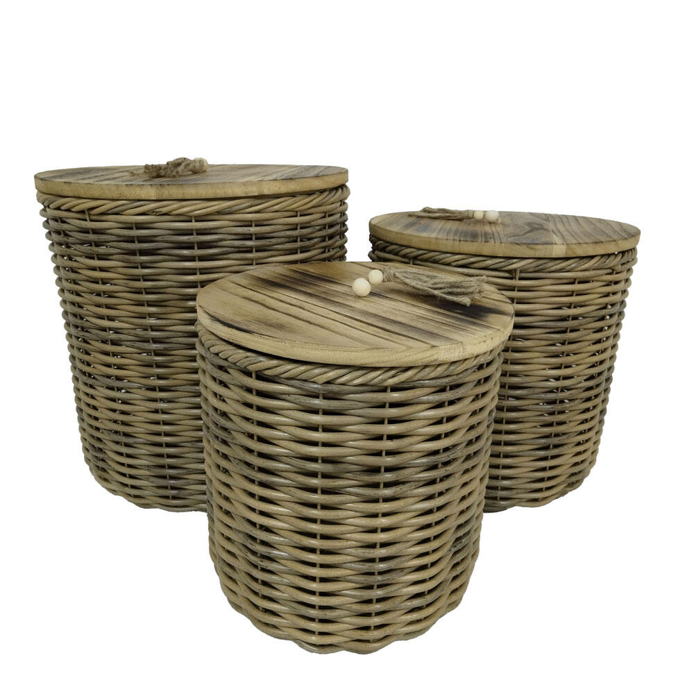 032618-22fe1-first-_1 Kegan Κουτι Αποθηκευσης Σετ 3τμχ 41x41x42cm Ξυλο Καφε Rattan - Image 1