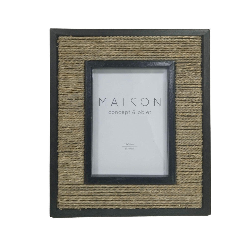 032638-cyOGE-first-_1 Juno Κορνιζα 29x25x2cm Seagrass Φυσικο Μαυρο Γυαλι - Image 1