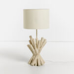 Woodland Φωτιστικο Επιτραπεζιο 26x26x54cm Polyresin Λευκο Υφασμα Off White