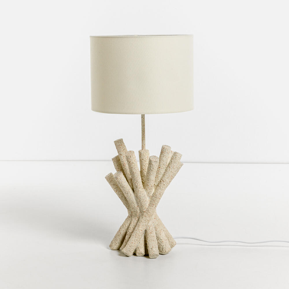 034149-AaSnR-first-_1 Woodland Φωτιστικο Επιτραπεζιο 26x26x54cm Polyresin Λευκο Υφασμα Off White - Image 1
