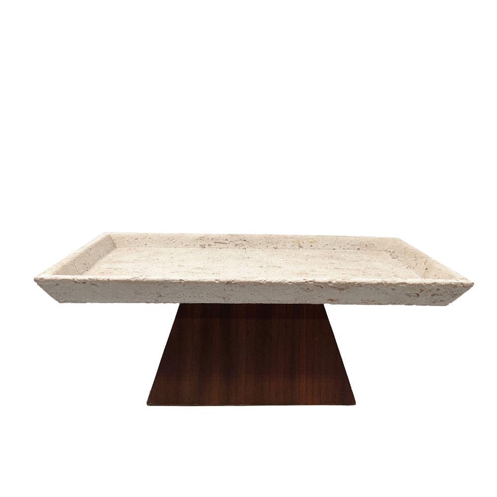 034287-P6Dfw-first-_1 Travertino Δισκος Διακοσμησης 31x17x12cm Polyresin Stone Καφε Σκουρο - Image 1