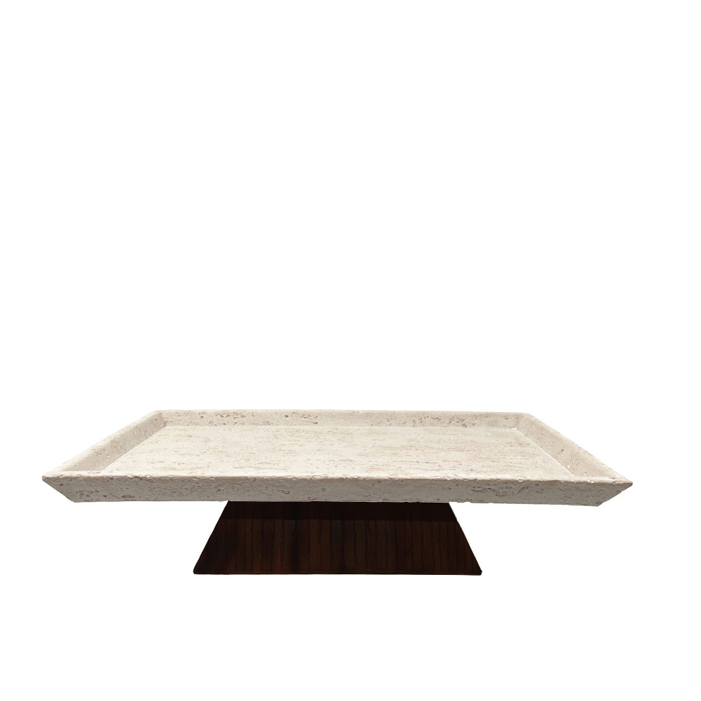 034288-3qHQ9-first-_1 Travertino Δισκος Διακοσμησης 40x22x10cm Polyresin Stone Καφε Σκουρο - Image 1