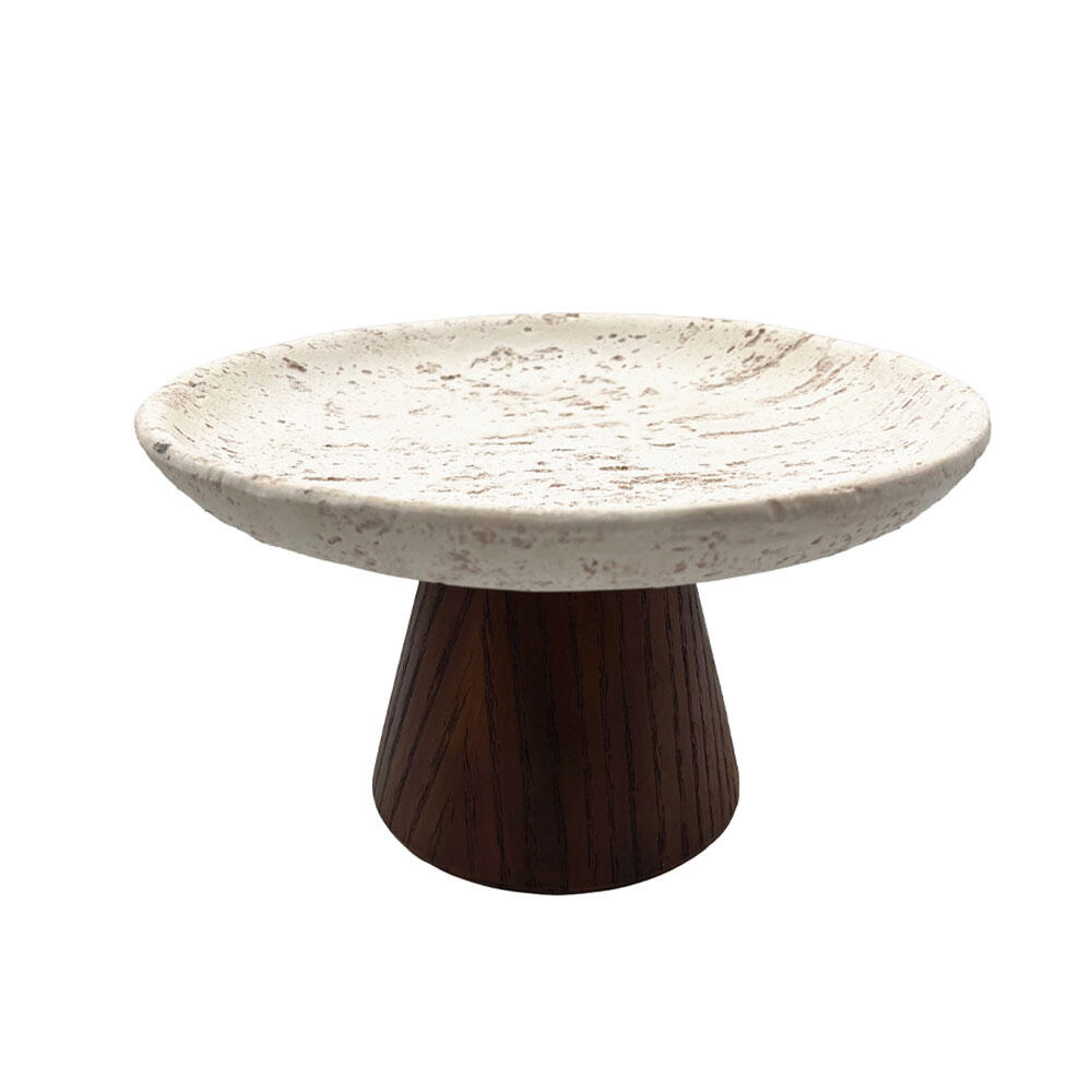 034289-S5iPv-first-_1 Travertino Δισκος Διακοσμησης 22x22x13cm Polyresin Stone Καφε Σκουρο - Image 1