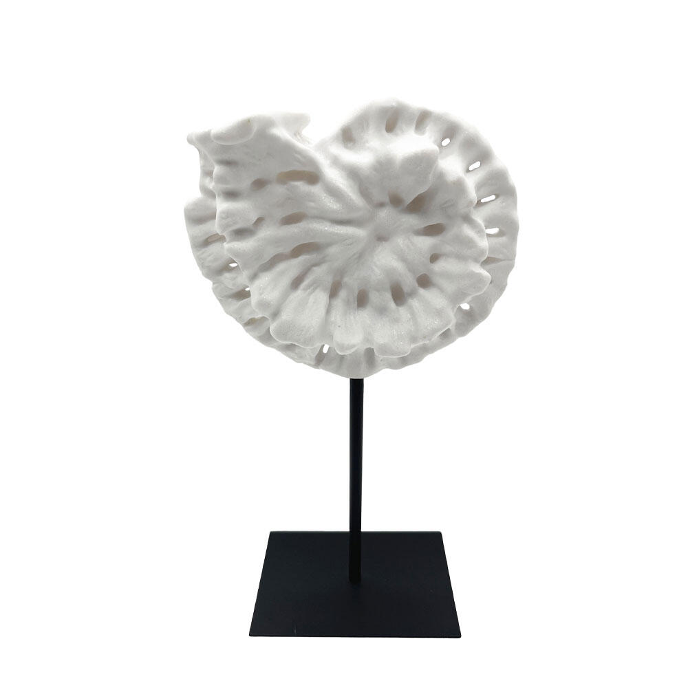 034307-kCicJ-first-_1 Shell Διακοσμητικο Κοχυλι 20x11x36cm Polyresin Ασπρο Μαυρο Μεταλλο - Image 1