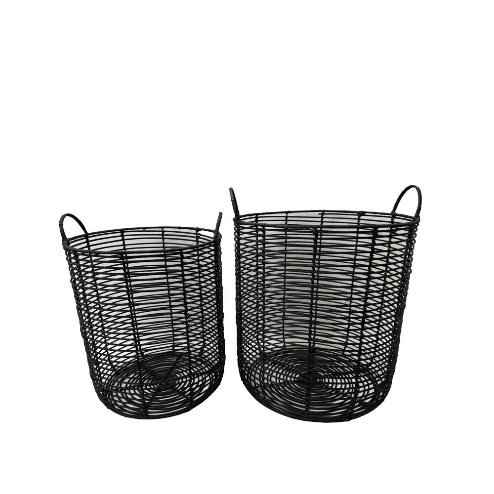 034325-mXQXY-first-_1 Onyx Καλαθι Set 2τμχ 40x40x51cm Rattan Φυσικο Μαυρο - Image 1