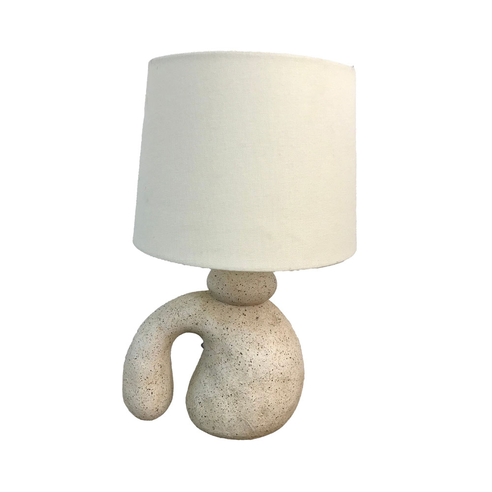 034458-ob4TN-first-_1 Shade On A Φωτιστικο Επιτραπεζιο 24x22x37cm Polyresin Μπεζ Υφασμα Λευκο - Image 1