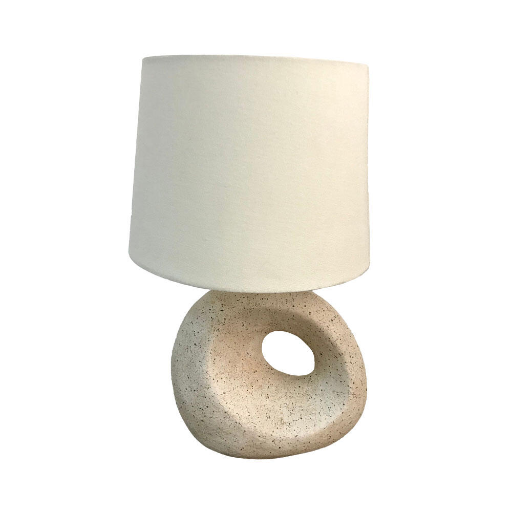 034459-aUyv6-first-_1 Shade On B Φωτιστικο Επιτραπεζιο 22x22x36cm Polyresin Μπεζ Υφασμα Λευκο - Image 1