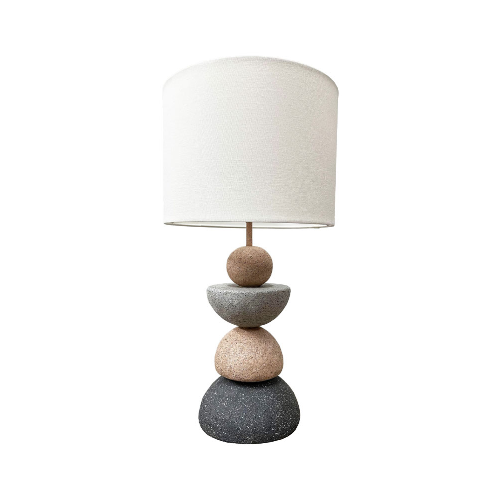 034464-le5Dc-first-_1 Zenstone A Φωτιστικο Επιτραπεζιο 26x26x49cm Polyresin Πολυχρωμο Υφασμα Λευκο - Image 1