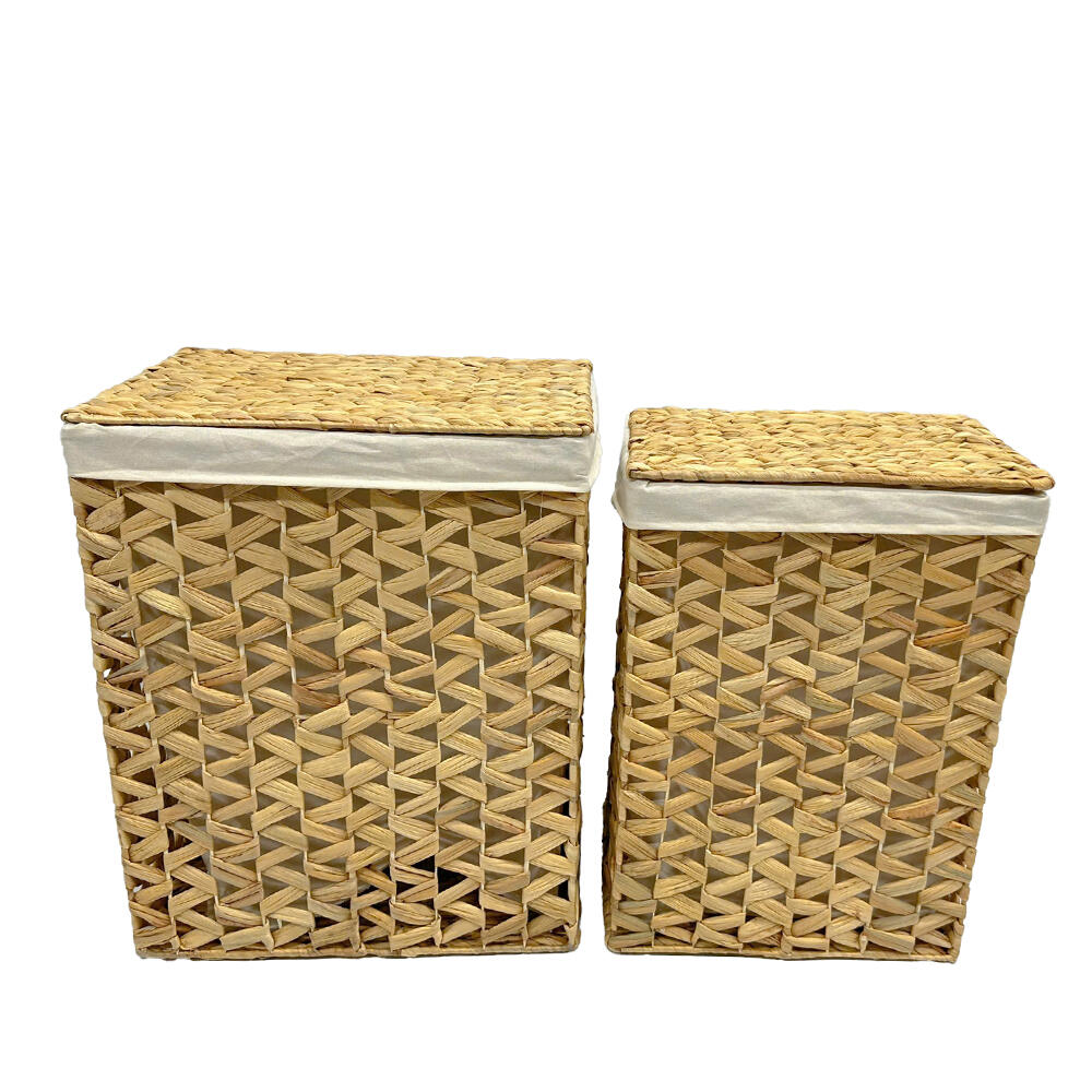 034581-tYKKp-first-_1 Osiera Καλαθι Υακινθου Με Καπακι Set 2τμχ 45x35x55cm Υακινθος Φυσικο Υφασμα - Image 1