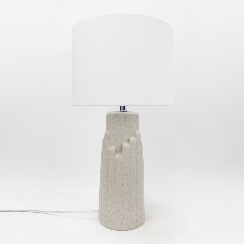 034596-vGsrT-first-_1 Tekton Φωτιστικο Επιτραπεζιο 25x25x50cm Κεραμικο Γκρι Λινο Λευκο - Image 1