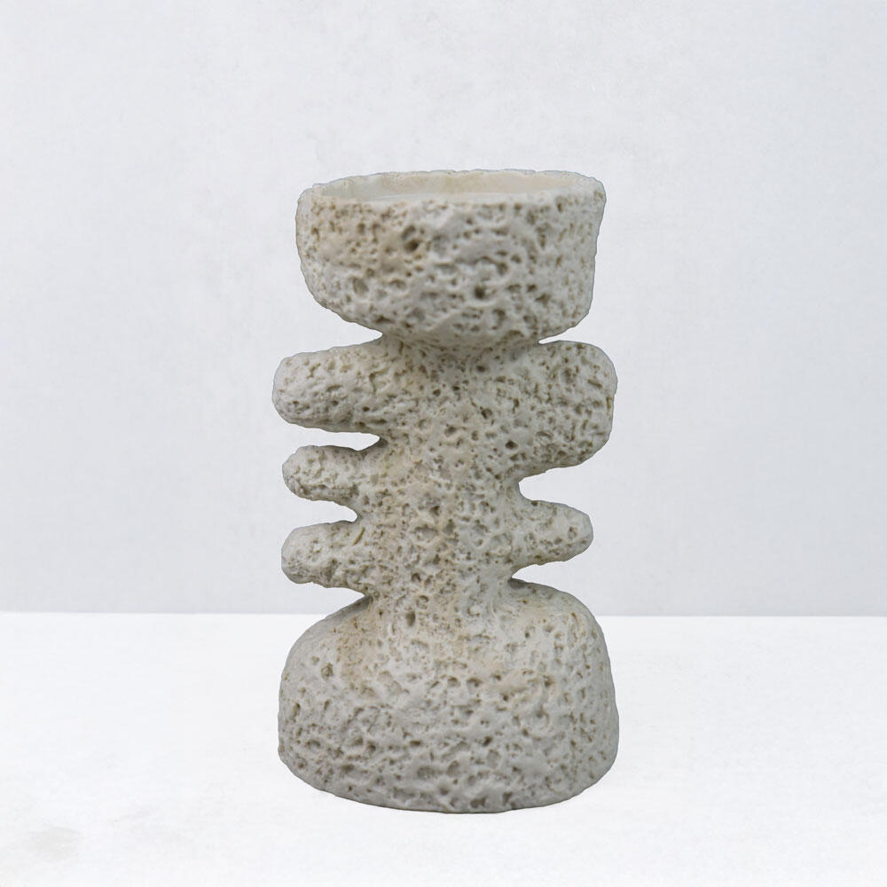 034607-4yAgl-first-_1 Kycladic Iii Κηροπηγιο Διακοσμητικο 12x10x20cm Resin Μπεζ - Image 1