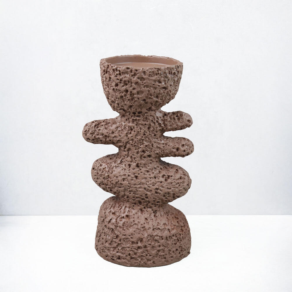 034608-ddQ8V-first-_1 Lustre I Κηροπηγιο Διακοσμητικο 15x10x25cm Resin Καφε - Image 1
