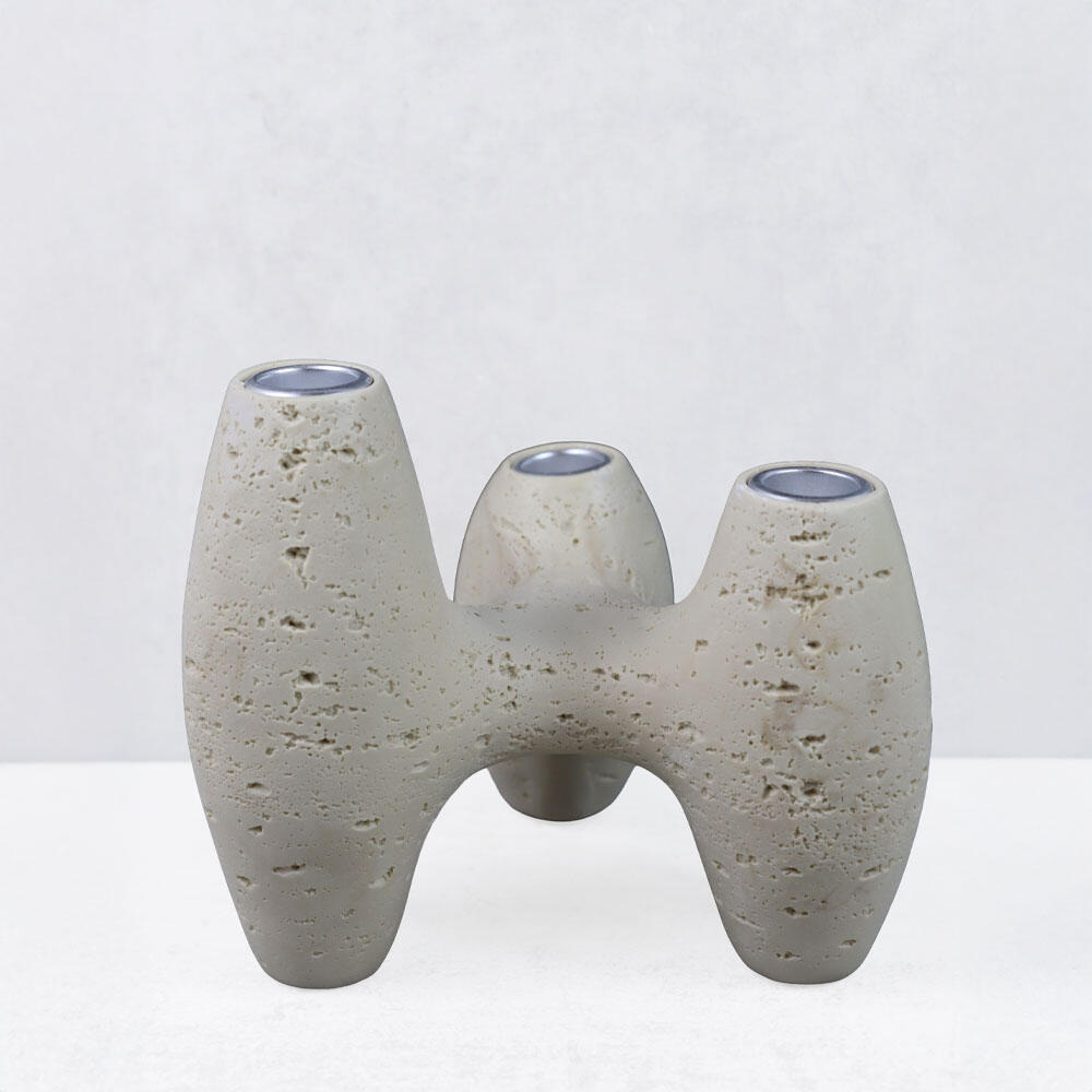 034613-hDwIj-first-_1 Triptych Iii Κηροπηγιο Διακοσμητικο 19x16x16cm Resin Μπεζ - Image 1