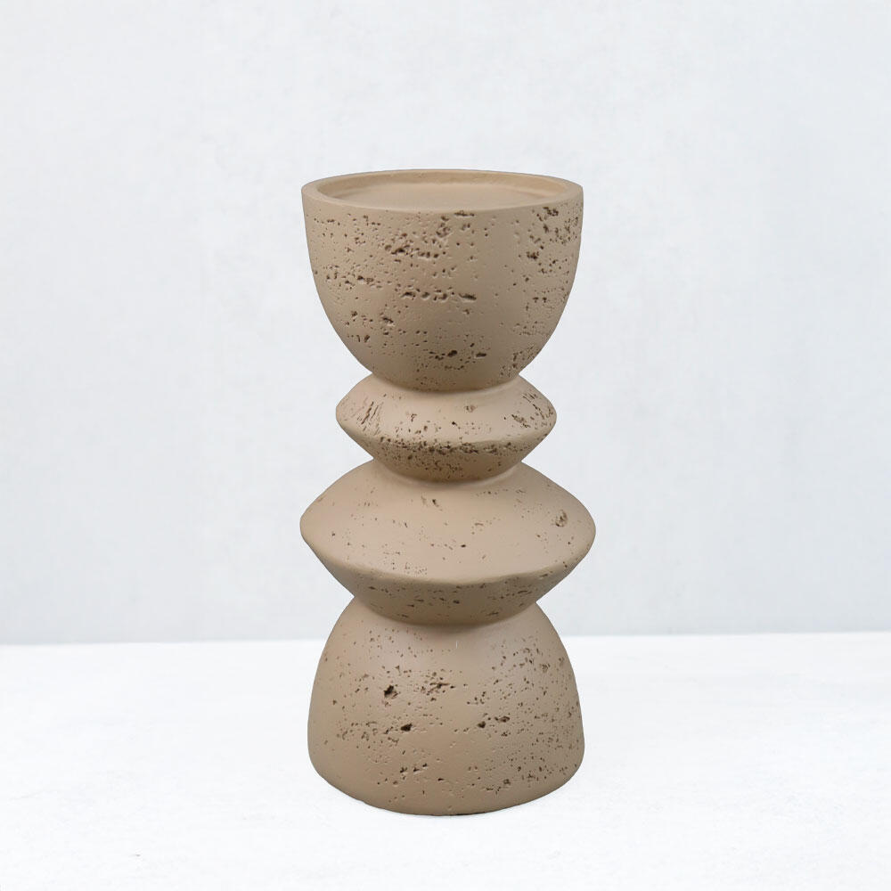 034621-AHmSH-first-_1 Equinox I Κηροπηγιο Διακοσμητικο 10x10x20cm Resin Καφε Ανοιχτο - Image 1