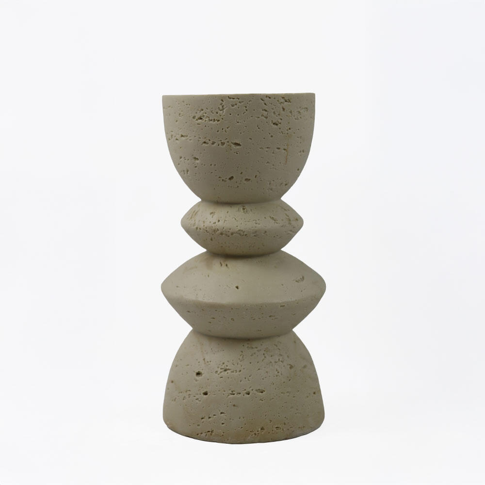 034622-mOddE-first-_1 Equinox Ii Κηροπηγιο Διακοσμητικο 10x10x20cm Resin Μπεζ - Image 1