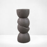 Pharos I Κηροπηγιο Διακοσμητικο 11x11x25cm Resin Καφε Σκουρο