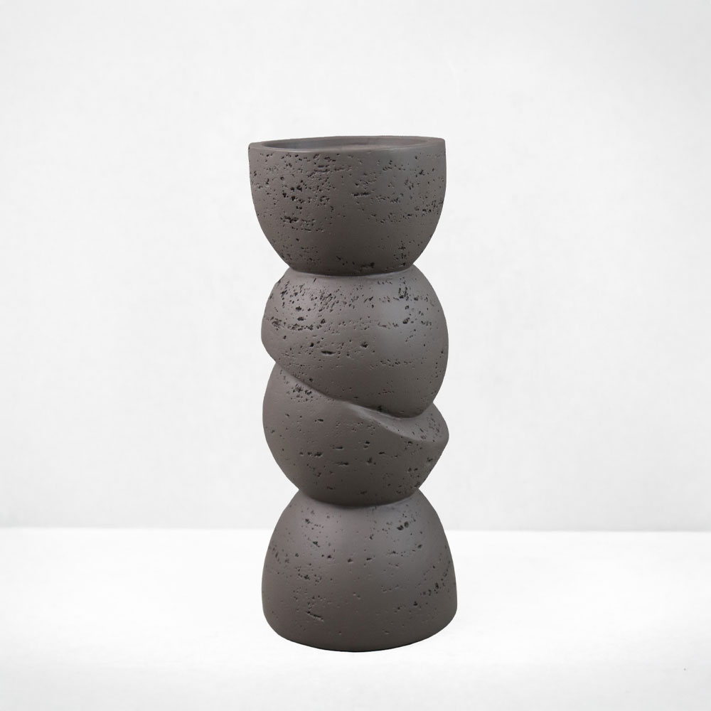 034623-ZVye2-first-_1 Pharos I Κηροπηγιο Διακοσμητικο 11x11x25cm Resin Καφε Σκουρο - Image 1