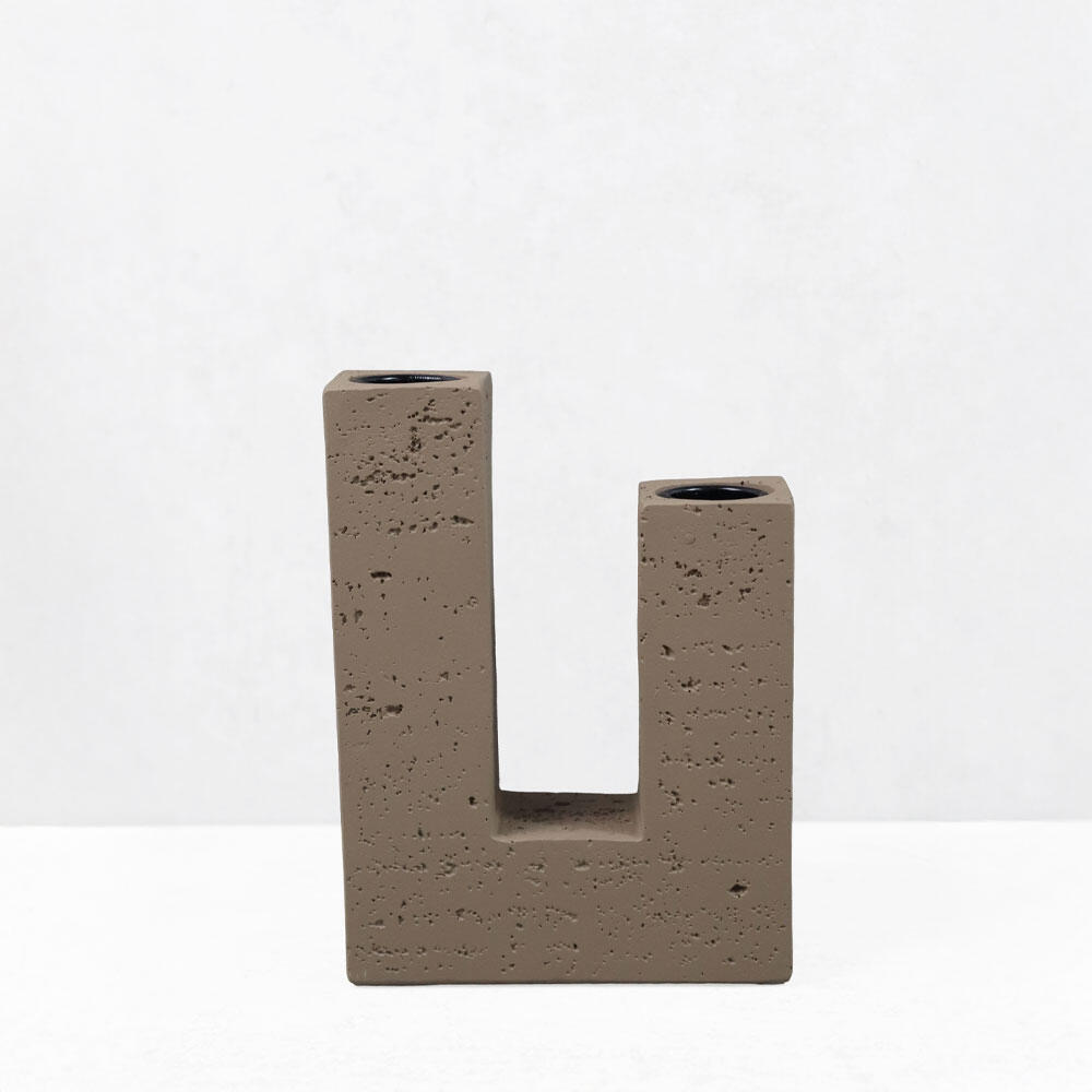 034625-84Xjz-first-_1 Flux I Κηροπηγιο Διακοσμητικο 12x4x16cm Resin Καφε - Image 1