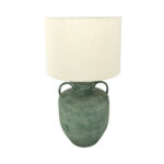 Opaline Φωτιστικο Επιτραπεζιο 35x35x61cm Μεταλλο Μεντα Μπεζ Ανοιχτο Λινο