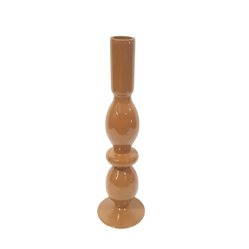 035158-ev0M8-first-_1 Calm Κηροπηγιο 8x8x29cm Γυαλι Caramel - Image 1