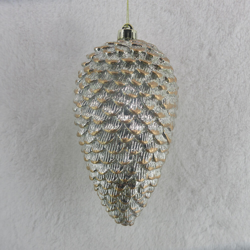 035287-1fbrv-first-_1 Cone Χριστουγεννιατικη Μπαλα 13x13x26cm Πλαστικο Ασημι Χρυσο - Image 1