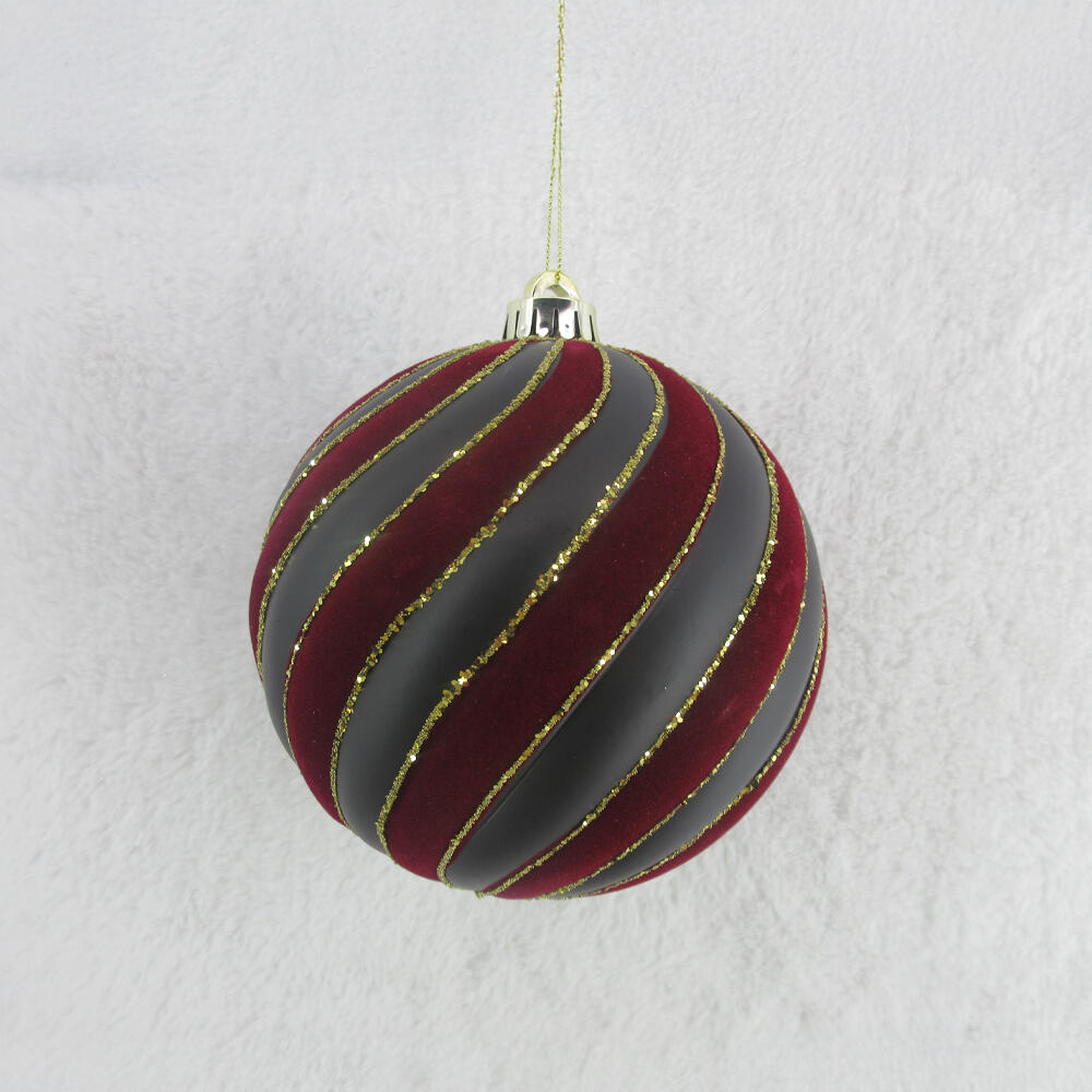 035290-q1oVo-first-_1 Cherry Χριστουγεννιατικη Μπαλα 15x15x16cm Βελουδο Κοκκινο Σκουρο Γκρι - Image 1